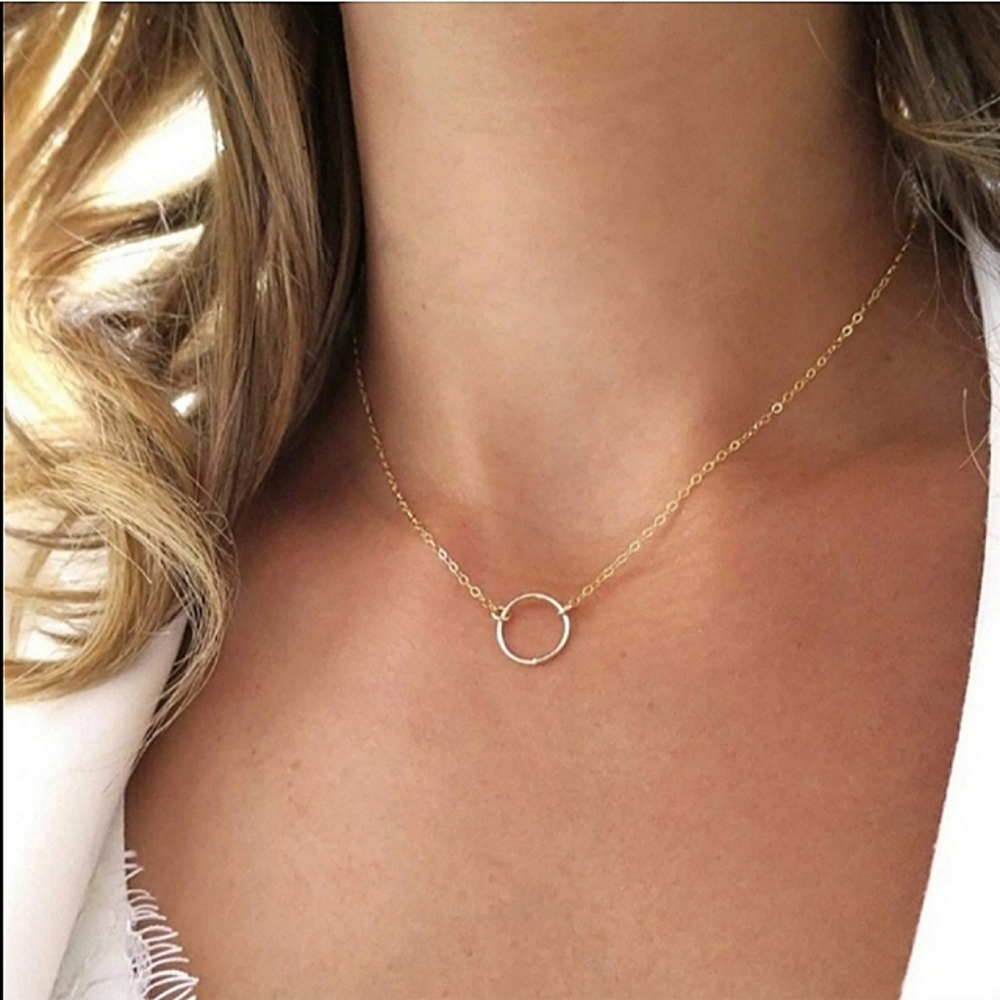 Anthropologie Karma Necklace Gold Circle Necklace